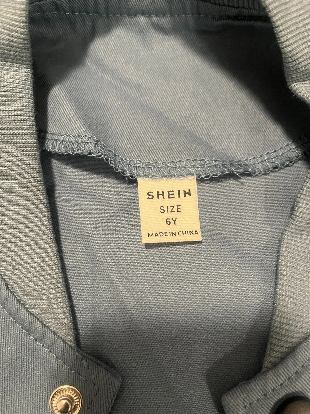 SHEIN Light Blue 'ROCK' Snap-Front Jacket